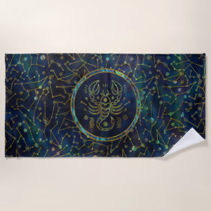 Serviette De Plage Ormeau d'or de zodiaque de Scorpion sur la