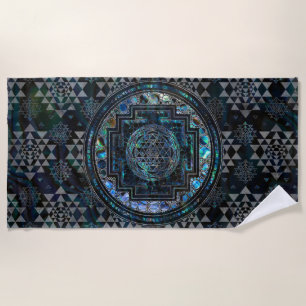 Serviette De Plage Ormeau Shell de Sri Yantra/Sri Chakra et argent