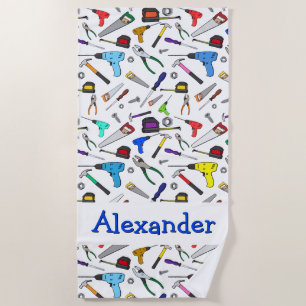 Serviette De Plage Outils de bricolage et motif personnalisés de