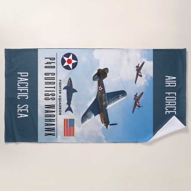 SERVIETTE DE PLAGE P-40 CURTISS WARHAWK SQUADRON (Devant)