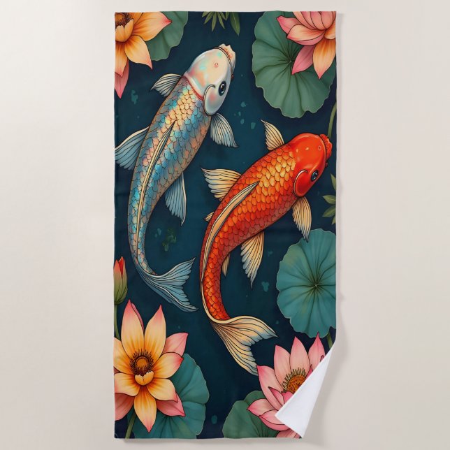 Serviette De Plage Paire de Koi (Devant)