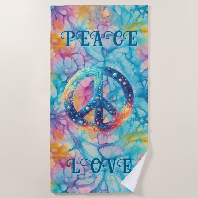 Serviette De Plage Paix Amour Tie-Dye (Devant)