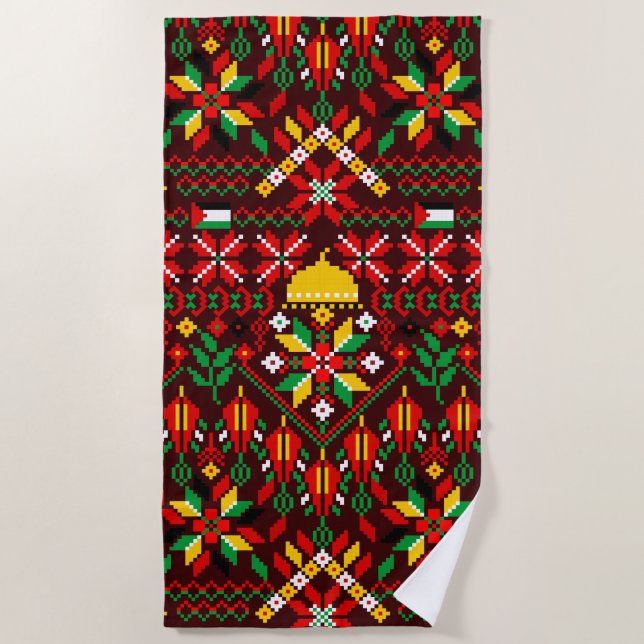 Serviette De Plage Palestine Tatreez Broderie traditionnelle (Devant)