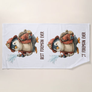 Serviette De Plage Palette de ping-pong de pompier manchot d'hiver