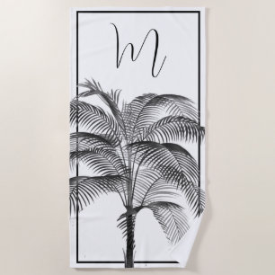 Serviette De Plage Palm Tree moderne cadre noir personnel