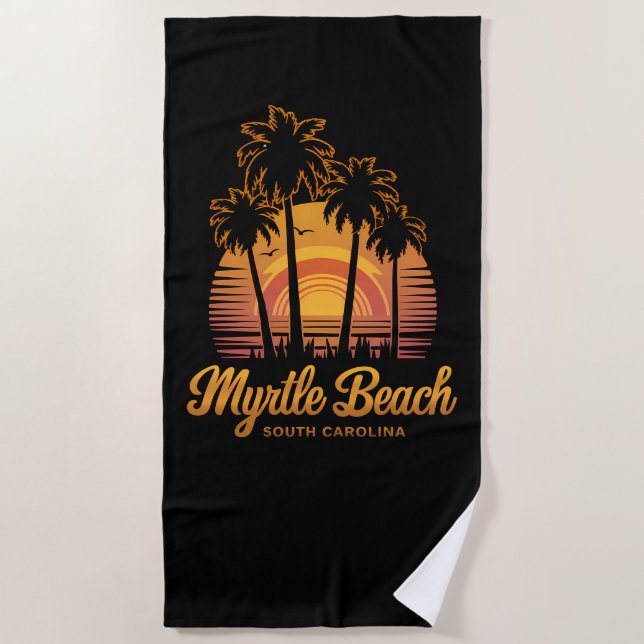 Serviette De Plage Palm Tree Sunset sud Carolina Myrtle Beach (Devant)