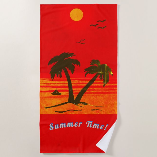 Serviette De Plage Palm Trees Beach Été ! Orange Beach Towel (Devant)