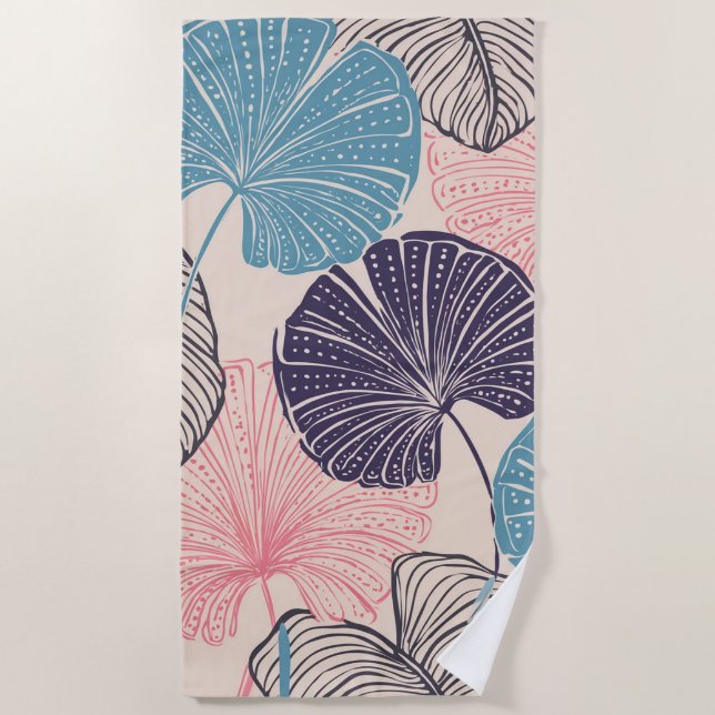 Serviette De Plage Palme de ventilateur de plage tropicale (Devant)