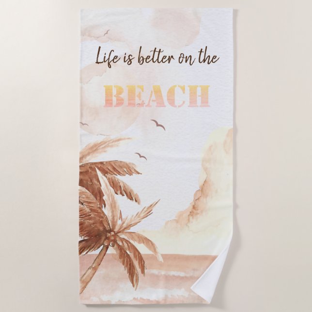 Serviette De Plage Palmes tropicales rustiques (Devant)