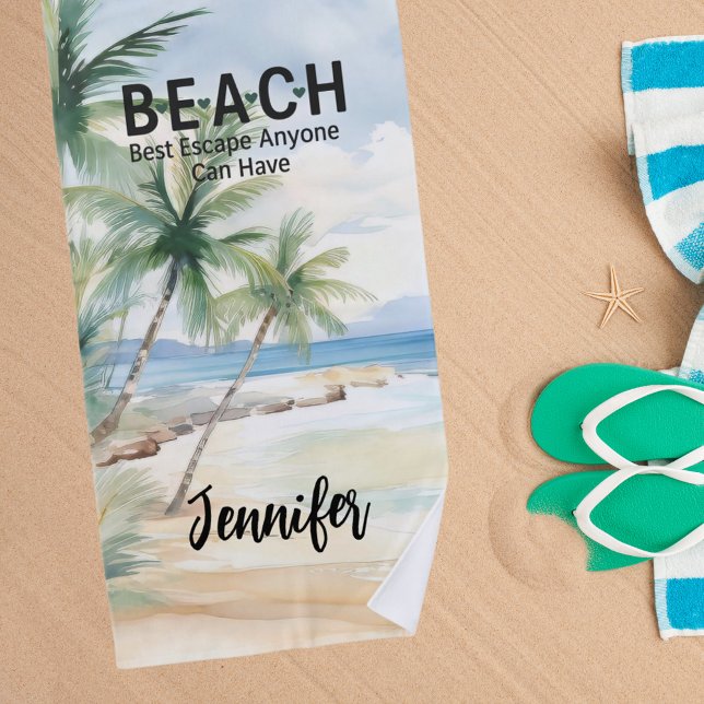 Serviette De Plage Palmiers de plage citation du nom (Créateur téléchargé)