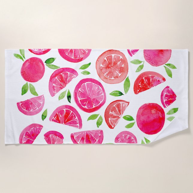 Serviette De Plage Pamplemousse aquarelle (Devant)