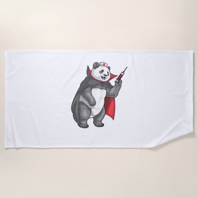 Serviette De Plage Panda Halloween Vampire infirmière T-shirt surdime (Devant)