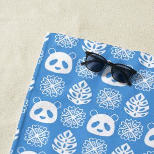 Serviette De Plage Panda Jungle Impressions sur le bleu