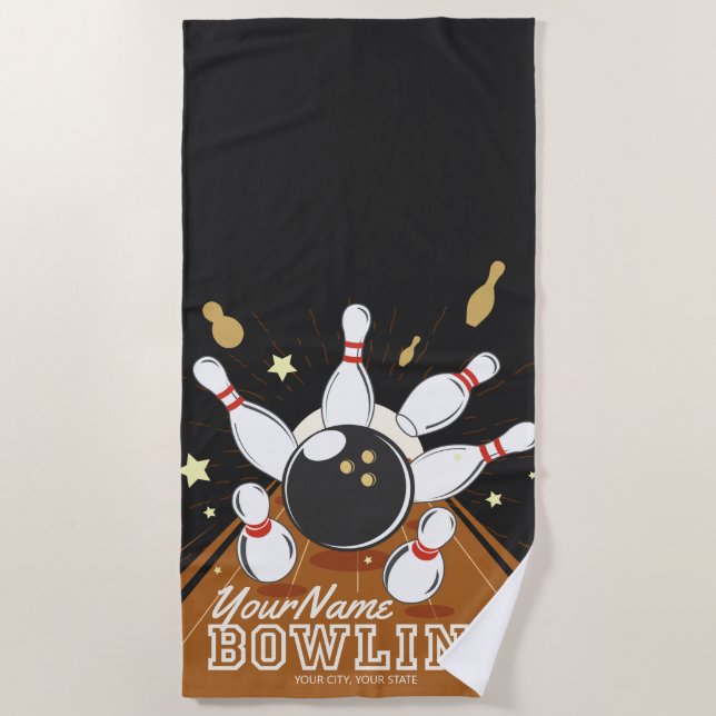 Serviette De Plage Paniers à balles de Bowler personnalisées (Devant)