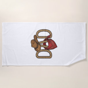 Serviette De Plage Papa Cowboy Corda Chapeau Bandana Gravure Vintage