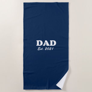 Serviette De Plage Papa Custom Date fixe marine bleu blanc moderne