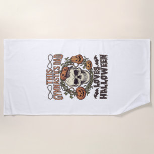 Serviette De Plage Papa Gymnastique Aime Halloween Crâne Citrouilles 