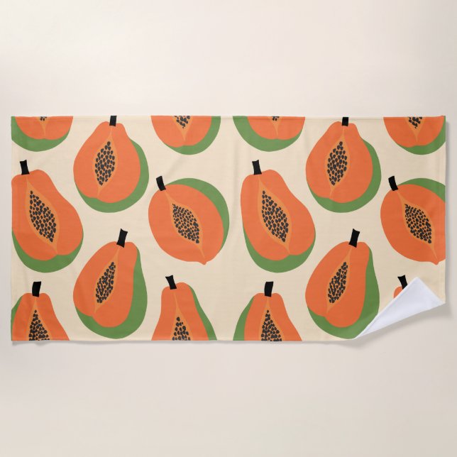Serviette De Plage Papaya tropicale chaude orange (Devant)