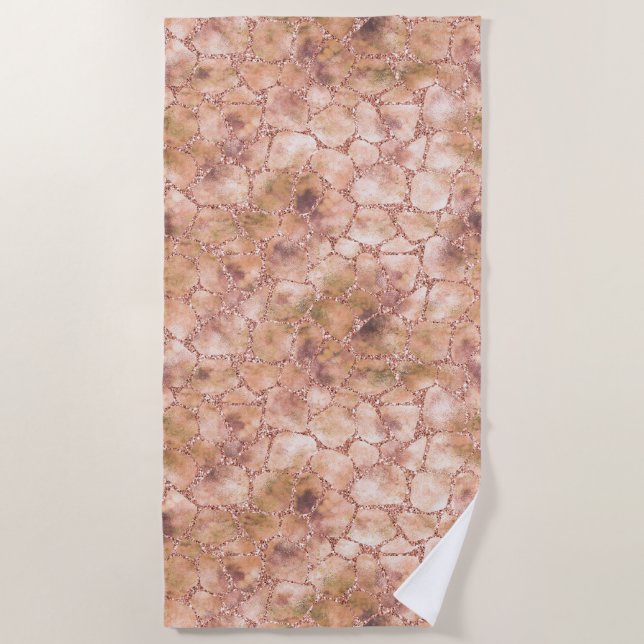Serviette De Plage Papier Rose Parties scintillant Giraffe Imprimer (Devant)