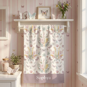 Serviette De Plage Papillon Violet Pastel Personnalisé pour Enfants