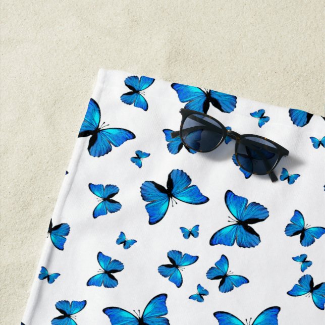 Serviette De Plage Papillons bleus (En situation)