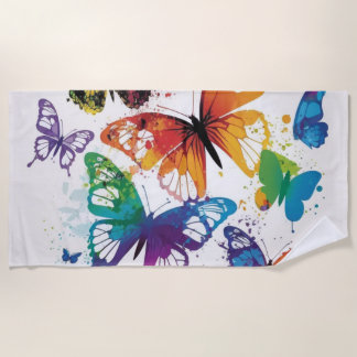 Serviette De Plage Papillons colorés 1