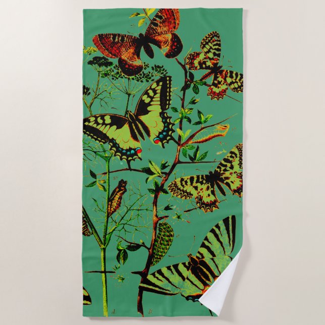 Serviette De Plage Papillons français (Devant)