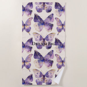 Serviette De Plage Papillons Purple Gold