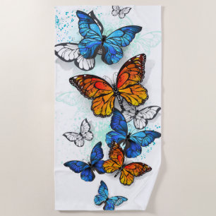 Serviette De Plage Papillons volants Morpho et Monarch