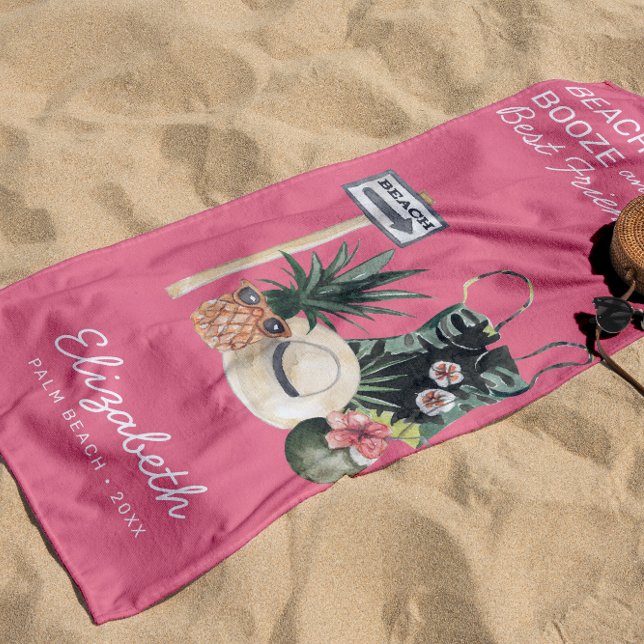 Serviette De Plage Pâque rose Sorbet | Plage d'été tropicale (Créateur téléchargé)