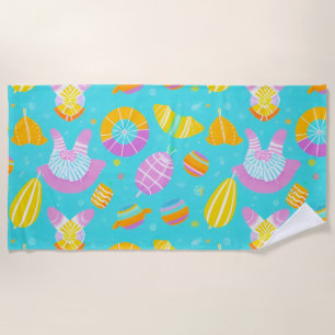 Serviette De Plage Paradis coloré de bouées de piscine estivales ☀️