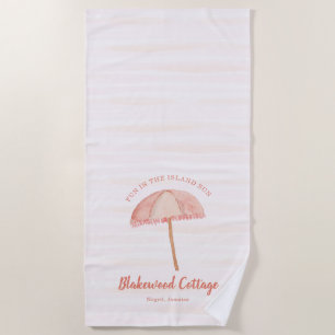 Serviette De Plage Parapluie Aquarelle Tropical Beach Personnalisé