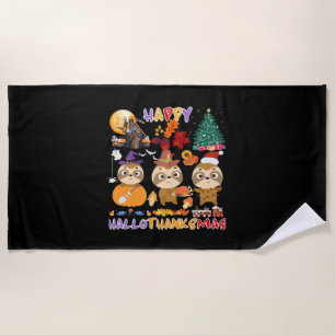 Serviette De Plage Paresseux Joyeux Hallothanksmas Drôle d'Halloween 