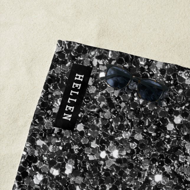 Serviette De Plage Parties scintillant Black Faux (En situation)