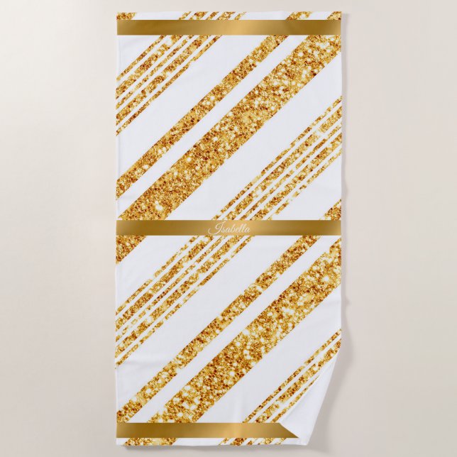 Serviette De Plage Parties scintillant blanche or Boho Collection de  (Devant)