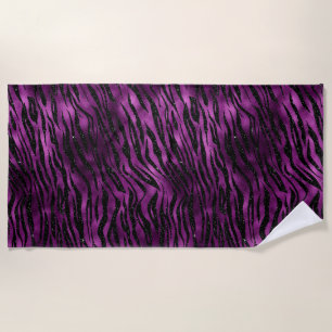 Serviette De Plage Parties scintillant de glam violet et noir