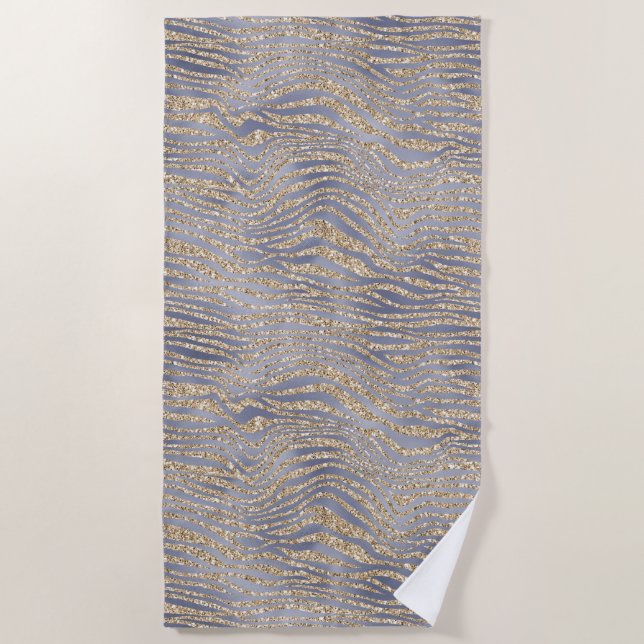 Serviette De Plage Parties scintillant de luxe violet d'or Zebra (Devant)