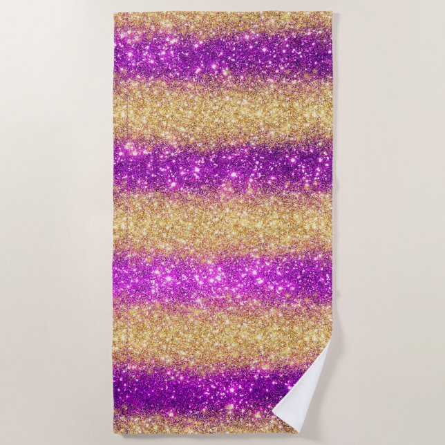 Serviette De Plage Parties scintillant de luxe violet or (Devant)