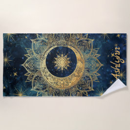 Serviette De Plage Parties scintillant d'or bleu marine sur mesure Su