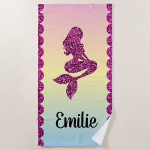Serviette De Plage Parties scintillant rose sirène