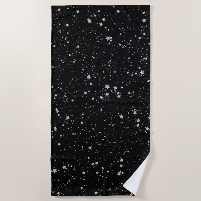 Serviette De Plage Parties scintillant Stars2 - Noir argenté (Devant)