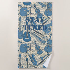 Serviette De Plage Partition Musique et instruments Blue/Ivory ID481