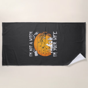 Serviette De Plage Pas de femme sorcière Halloween Sunset Chaudron_1