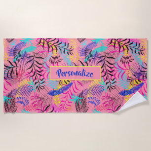 Serviette De Plage Pastel Fleurs d'été Illustration Personnaliser