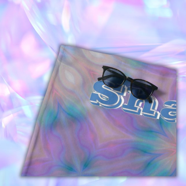 Serviette De Plage Pastel Mère de Perle Nom du Motif Monogramme | (Créateur téléchargé)