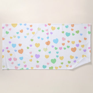 Serviette De Plage Pastel Rainbow Heart Art Motif