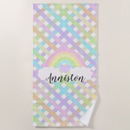 Serviette De Plage Pastel Rainbow Plaid