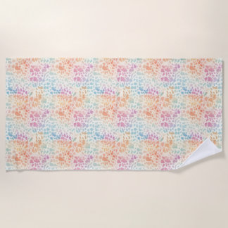 Serviette De Plage Pastel Rainbow Watercolor Leopard Print