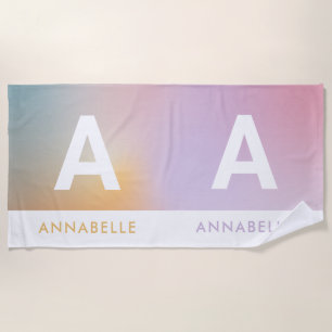 Serviette De Plage Pastel rose arc-en-ciel monographie simple