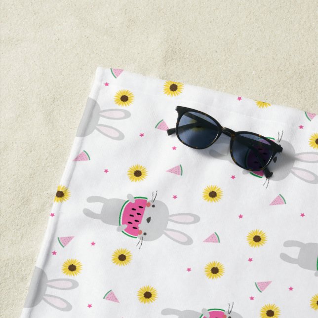 Serviette De Plage Pastèque mangeant du lapin (En situation)